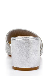Silver | Harlyn Block Heeled Mules with Crystal Vamp