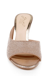 Rosegold | Haya Metallic Peep-Toe Mules