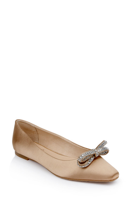 Dark Nude | Hesther Ballerina Flats with Rhinestone Bow Dark Nude | Hesther Ballerina Flats with Rhinestone Bow