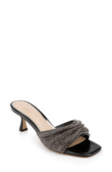 Black | Humor Crystal Mules with Kitten Heel