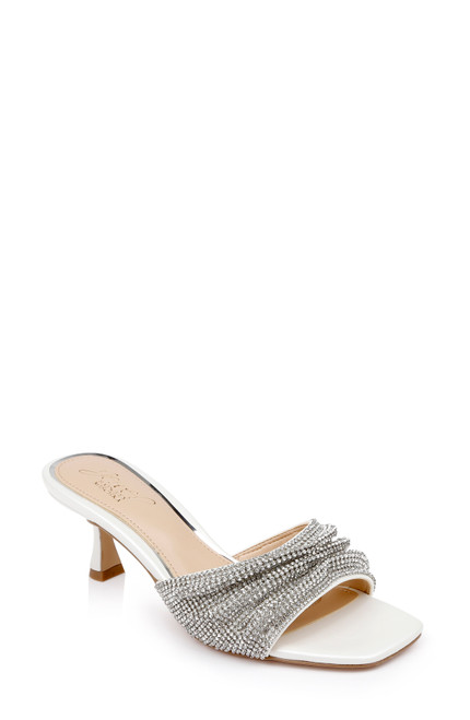 White | Humor Crystal Mules with Kitten Heel White | Humor Crystal Mules with Kitten Heel