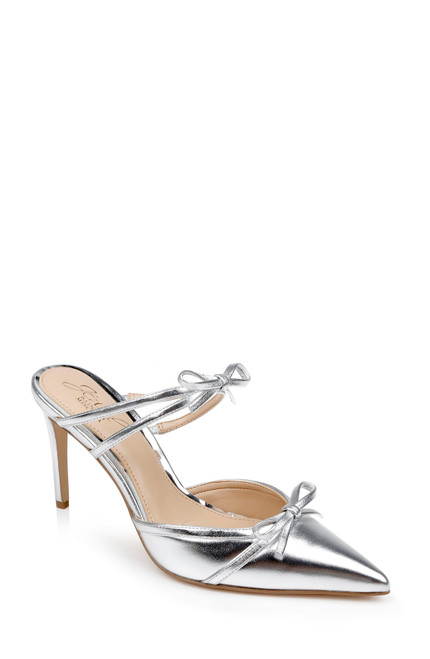 Silver | Klarise II Metallic Pointed Toe Double Bow Mules Silver | Klarise II Metallic Pointed Toe Double Bow Mules