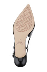 Black | Krystia Slingback Kitten Heels with Pearled Bow Sole