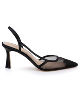 Black Mesh Tammy Mesh Pointed Toe Slingback Stiletto Heels Front Side