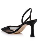 Black Mesh Tammy Mesh Pointed Toe Slingback Stiletto Heels Side