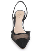 Black Mesh Tammy Mesh Pointed Toe Slingback Stiletto Heels Back Side