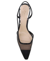 Black Mesh Tammy Mesh Pointed Toe Slingback Stiletto Heels Front
