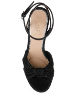 Black Fabric | Tyler Ribbed Open Toe Block Heels