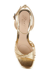 Gold Leather | Nariah Cage Block Heel Sandals Top
