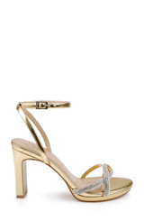 Gold Leather | Fila Block Heel Platform Sandals Side