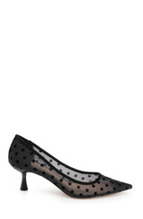 Black Microsuede | Elena Cap Toe Mesh Pumps Side