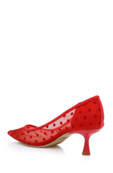 Red Microsuede | Elena Cap Toe Mesh Pumps Back Side