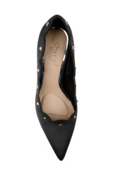 Black | Eleni Satin Pointed Toe Scallop Pumps Top