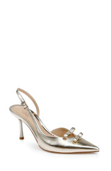Gold Metallic | Ellery Pointed Toe Slingback Pumps Front Side