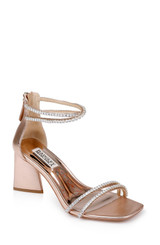 Champagne | Lillie Crystal Dual-Strapped Block Heels