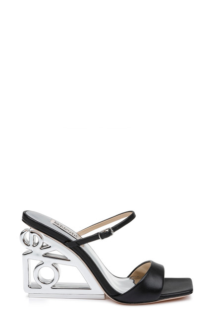 Black | Luna Mule With Sculptural Wedge