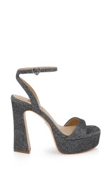 Pewter Glitter | Caia Platform Sandal with Heart-Shaped Buckle Side 