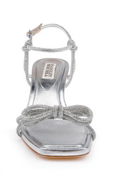 Silver Leather | Dandelion Ankle Strap Kitten Heel Sandals Front