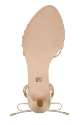 Gold Leather | Darlyn Ankle Tie Mid Heel Sandals Sole