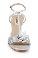 Silver Iridescent | Debora T-Strap Block Heel Sandals Front