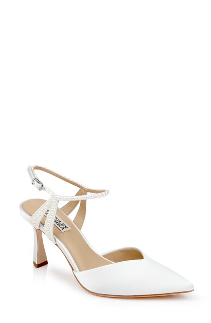 White | Destinee Pointed Toe Satin Pumps Front Side White | Destinee Pointed Toe Satin Pumps Front Side