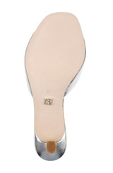 Silver Leather | Draya Open Toe Mid Heel Mules Sole