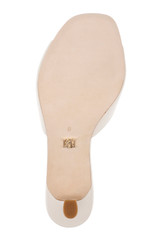 White Leather | Draya Open Toe Mid Heel Mules Sole