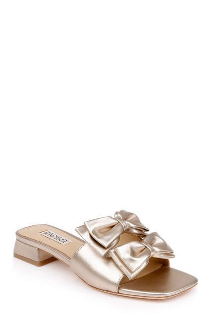 Champagne Leather | Giorgia II Low Block Slide Sandals Front Side Champagne Leather | Giorgia II Low Block Slide Sandals Front Side
