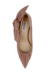 Nude Fabric | Vanesa Ruched Pointed Toe Pumps with Bow Top