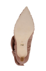 Nude Fabric | Vanesa Ruched Pointed Toe Pumps with Bow Sole