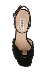 Black Suede | Veda Platform Block Heel Sandal with Ankle Strap Top