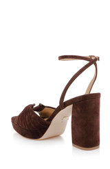 Coffee Suede | Veda Platform Block Heel Sandal with Ankle Strap Side