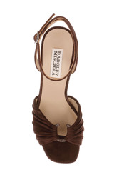 Coffee Suede | Veda Platform Block Heel Sandal with Ankle Strap Top