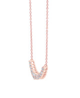 Rose Gold | Diamond Curved Bar Collar Necklace Side