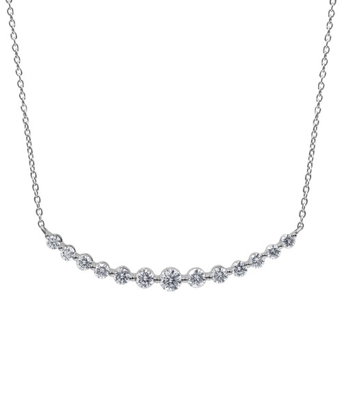 White Gold | Diamond Curved Bar Collar Necklace Front White Gold | Diamond Curved Bar Collar Necklace Front