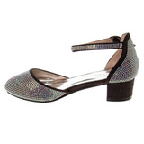 Black | Girls’ Studded Block Heeled 2-Piece Dress Shoe