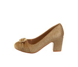Rose Gold | Girls’ Glittery Block Heeled Pump