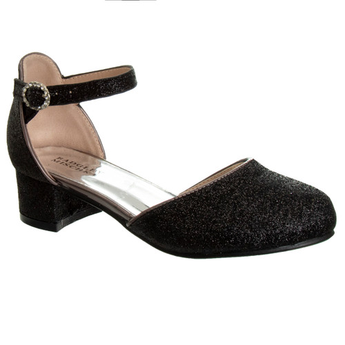 Black Glitter | Girls’ Glittery Low-Heeled Dress Shoes Black Glitter | Girls’ Glittery Low-Heeled Dress Shoes