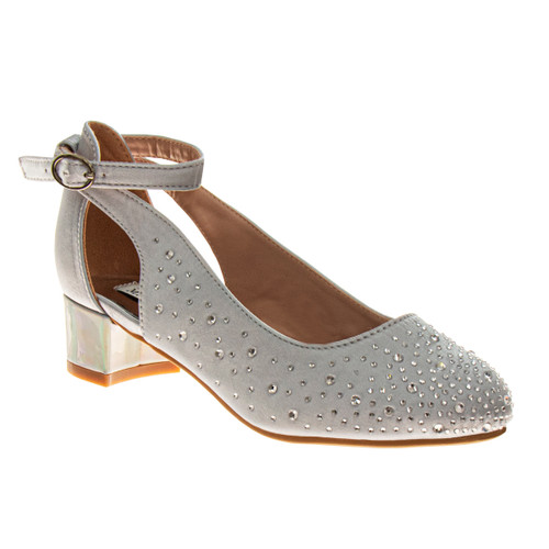 Silver | Girls' Slingback Pump Dress Heels Front Side