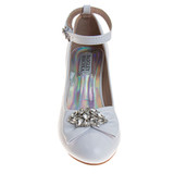 White | Girls' Ankle Strap Dress Pumps Front