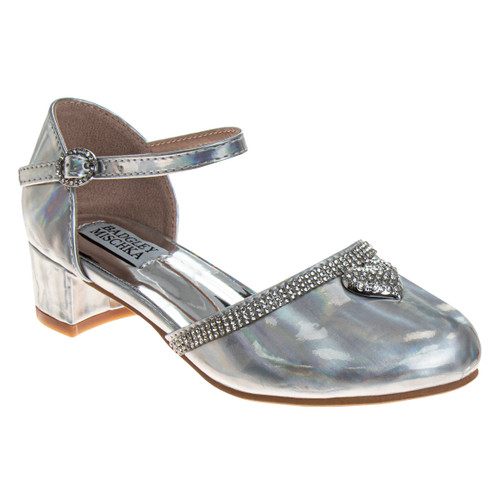 Silver Holographic | Girls' d'Orsay Dress Shoes Front Side Silver Holographic | Girls' d'Orsay Dress Shoes Front Side