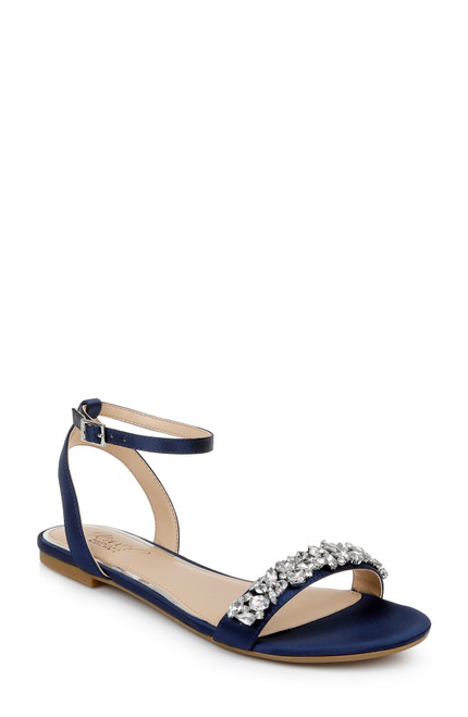 Navy | Ohara Minimalist Crystal Adorned Flats Navy | Ohara Minimalist Crystal Adorned Flats