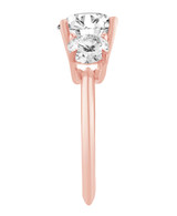 Rose Gold | Round Three Stone Diamond Engagement Ring Side