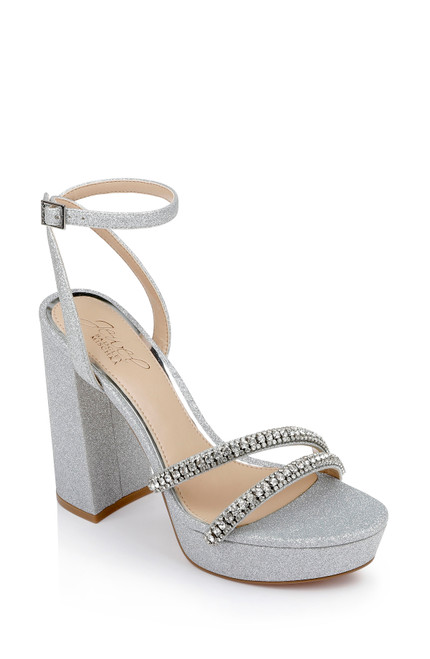 Silver | Rochel Platform Block Heel with Gemstone Embellished Straps Silver | Rochel Platform Block Heel with Gemstone Embellished Straps