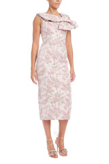 Pink Multi | Sleeveless Bow Neck Sheath Dress Front