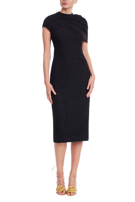 Black | High Neck Black Lace Sheath Dress Front Black | High Neck Black Lace Sheath Dress Front