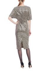 Gunmetal | Short Sleeve Sequin Cocktail Dress Back