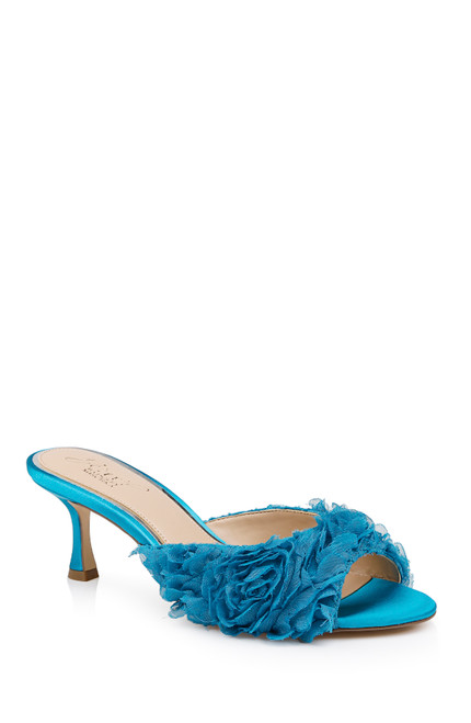 Blue Blue | Scarlet Kitten Heel Mule Sandals Front Side Blue Blue | Scarlet Kitten Heel Mule Sandals Front Side