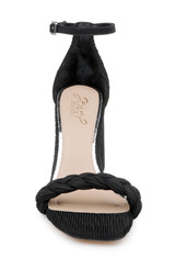 Black Fabric | Shea Block Heel Sandals Front