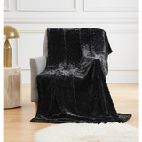 Black | Carved Lattice Faux Fur Throw Lifestyle